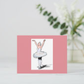 Roze & Witte Ballet Danser Ballerina Meisje Briefkaart (Staand voorkant)