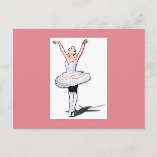 Roze & Witte Ballet Danser Ballerina Meisje Briefkaart (Voorkant)