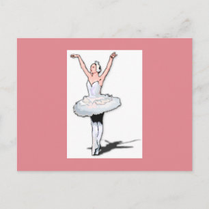 Roze & Witte Ballet Danseres Ballerina Meisje Briefkaart