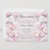 Roze witte ballonnen Quinceañera Kaart (Voorkant)