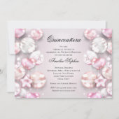 Roze witte ballonnen Quinceañera Kaart (Voorkant)