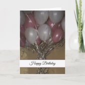 Roze Witte Ballonnen Verjaardag Kaart (Voorkant)