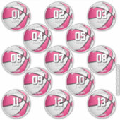 roze witte basketbal aangepaste meisjes sticker (Voorkant)