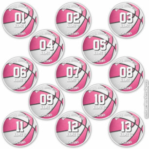 roze witte basketbal aangepaste meisjes sticker