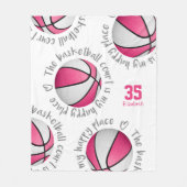 roze witte basketbal hof , gelukkige huismeisjes fleece deken (Voorkant)