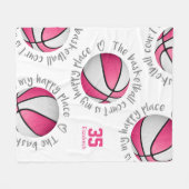 roze witte basketbal hof , gelukkige huismeisjes fleece deken (Voorkant (Horizontaal))