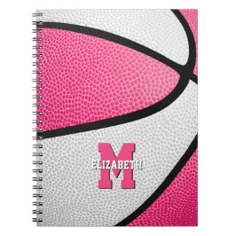 roze witte basketbal meisjes monogram notitieboek