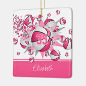 roze witte basketbal meisjes sport keramisch ornament (Links)