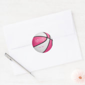 Roze Witte Basketbal Meisjes Sportfeest Bedankt Ronde Sticker (Envelop)