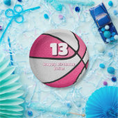 Roze Witte Basketbal Meisjes Sportfeest Papieren Bordje (Feest)