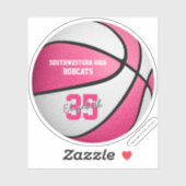 Roze witte basketbalkleuren sticker (Vel)