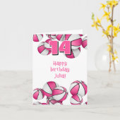 Roze Witte Basketballen Kinderverjaardag Kaart (Gele Bloem)