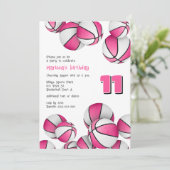 Roze witte basketballen meisjes verjaardag kaart (Staand voorkant)