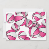 Roze Witte Basketballen Meisjes Verjaardagsfeest Kaart (Achterkant)