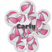 Roze witte basketballen met spelersnaam sticker (Voorkant)