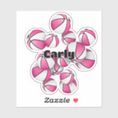Roze witte basketballen met spelersnaam sticker (Vel)