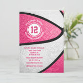 roze witte basketbalwedstrijd kaart (Staand voorkant)