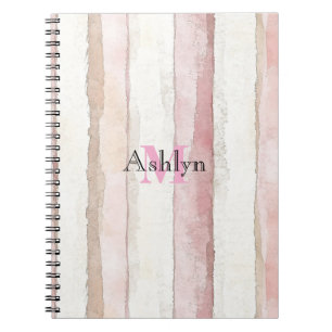 Roze Witte Beige Strepen Notitieboek