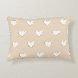 Roze witte beige verkuilt Eenvoudig hartpatroon Accent Kussen