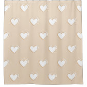 Roze witte beige verkuilt Eenvoudig hartpatroon Douchegordijn (Voorkant)
