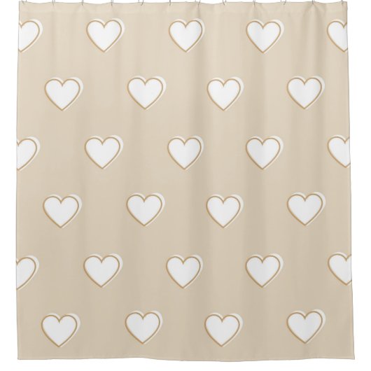 Roze witte beige verkuilt Eenvoudig hartpatroon Douchegordijn (Voorkant)