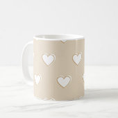 Roze witte beige verkuilt Eenvoudig hartpatroon Koffiemok (Voorkant links)