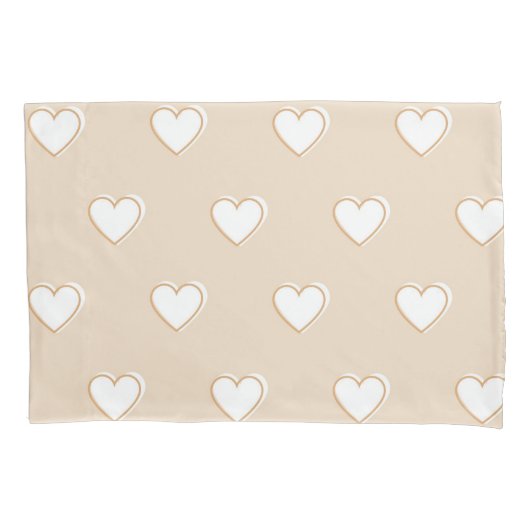 Roze witte beige verkuilt Eenvoudig hartpatroon Kussensloop (Voorkant)