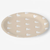 Roze witte beige verkuilt Eenvoudig hartpatroon Papieren Bordje (Gekanteld)