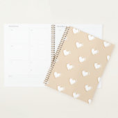 Roze witte beige verkuilt Eenvoudig hartpatroon Planner (Display)