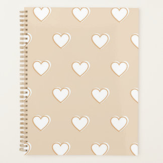 Roze witte beige verkuilt Eenvoudig hartpatroon Planner