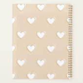 Roze witte beige verkuilt Eenvoudig hartpatroon Planner (Achterkant)