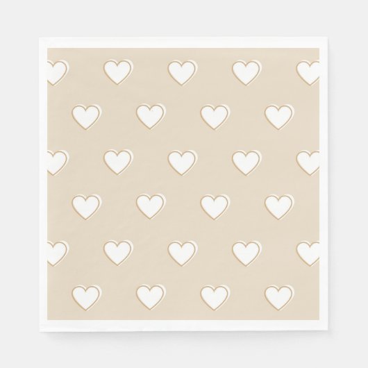 Roze witte beige verkuilt Eenvoudig hartpatroon Servet (Voorkant)