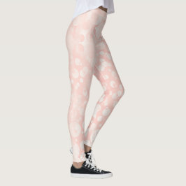 Roze witte belletjes leggings
