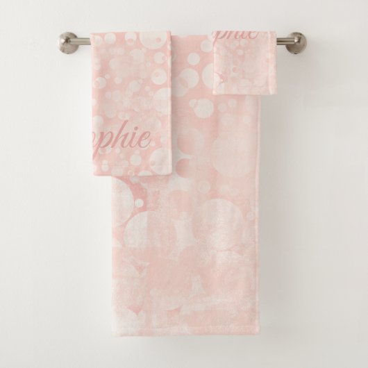 Roze witte belletjes polka dots meisjes bad handdoek (Insitu)