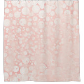 Roze witte belletjes polka dots meisjes douchegordijn (Voorkant)