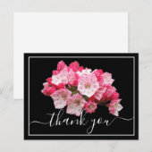 Roze/Witte Berglaurier Zwarte Achterkant Bedankt Briefkaart (Voorkant / Achterkant)