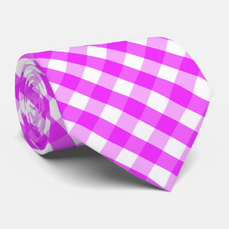 Roze witte betegelde plaid patroon stropdas