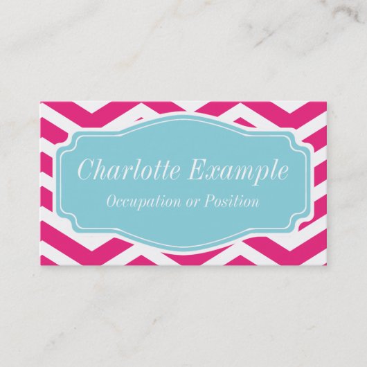 Roze witte blauwe Chevron Personal Visitekaartje (Voorkant)