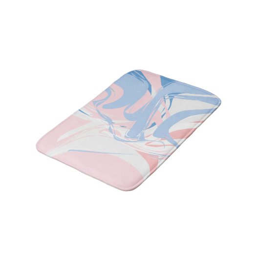 Roze witte blauwe marmer Abstract Badmat (Gekanteld)