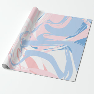 Roze witte blauwe marmer Abstracte Baby Cadeaupapier