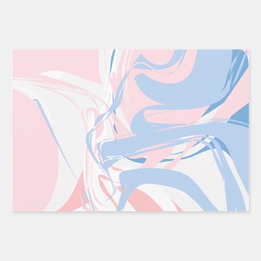Roze witte blauwe marmer Abstracte Baby Inpakpapier Vel (Voorkant 3)