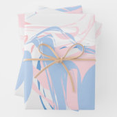 Roze witte blauwe marmer Abstracte Baby Inpakpapier Vel (In situ)