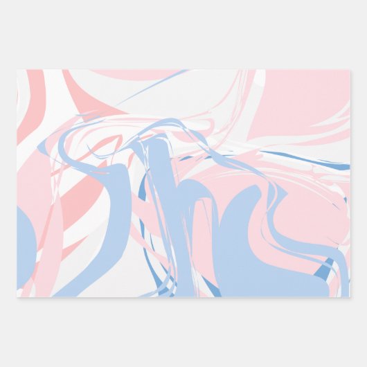 Roze witte blauwe marmer Abstracte Baby Inpakpapier Vel (Voorkant)