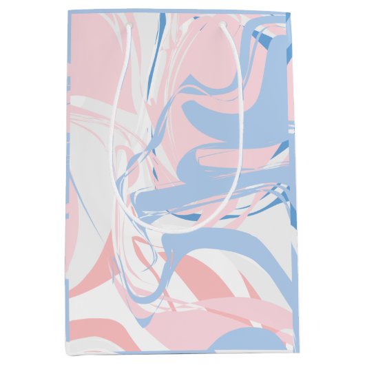 Roze witte blauwe marmer Abstracte Baby Medium Cadeauzakje (Voorkant)