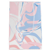 Roze witte blauwe marmer Abstracte Baby Medium Cadeauzakje (Achterkant)