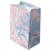 Roze witte blauwe marmer Abstracte Baby Medium Cadeauzakje (Achterkant Gekanteld)