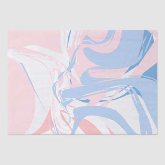 Roze witte blauwe marmer Abstracte Baby Tissuepapier (Voorkant)