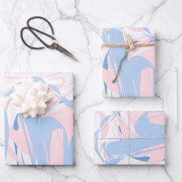 Roze Witte Blauwe Marmer Wervelend Abstract Baby Inpakpapier Vel