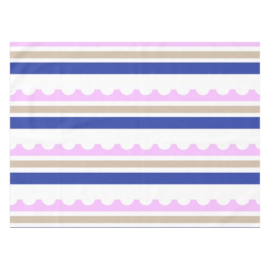 Roze, witte, blauwe streep, zwarte patroonafdruk tafelkleed (Voorkant (Horizontaal))