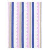 Roze, witte, blauwe streep, zwarte patroonafdruk tafelkleed (Voorkant)